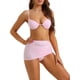 thumbnail image 4 of INSPIRE CHIC Conjuntos de bikini con tirantes tipo espagueti para mujer, 3 piezas, traje de baño, falda de playa con cordón, color rosa claro grande, 4 of 5