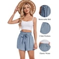 thumbnail image 2 of Hanerdun Womens Shorts with Pockets High Waist Belted Bottoms Summer Casual Shorts Blue 2XL, 2 of 5