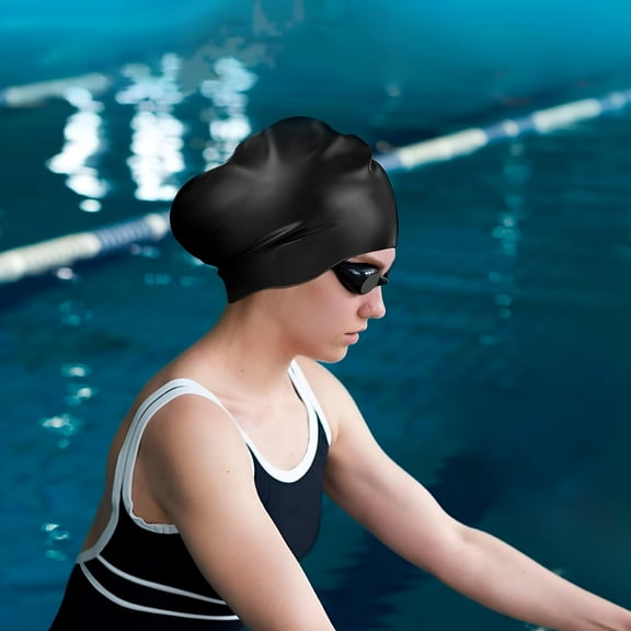 TELOLY Swim Cap for Women Men,Silicone Adult Swimming Cap for Long Short Hair,Durable Waterproof Swim Caps to Keep Hair Dry,Elastic Tear-Proof Swim Hats Bathing Caps Swimming Caps