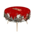 thumbnail image 4 of Duangreer Classic Christmas Round Tablecloth, Santa Claus Snowman Snowhouse Print Waterproof Wrinkle Resistant, Table Cover for Family Party, Dining, Indoor and Outdoor, 70''Round, 4 of 6