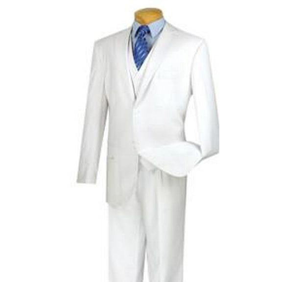 Vinci White 3 Piece Suit for Men 2 Button Jacket V2TR