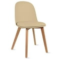 thumbnail image 6 of Set of 2 Armless Plastic Dining Chair Wood Legs for Dining Room Plastic Molded Seat With Cushion, Beige, 6 of 11
