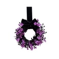 thumbnail image 2 of Cififendec Halloween Baby Breath Black Bow Wreath, 8.66", Dark Leaf Floral Round Door Hanging for Cemetery Fence Porch Gothic Spooky Holiday Decor, 2 of 5