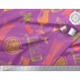 thumbnail image 2 of Soimoi Purple Poly Georgette Fabric Lemon Slice & Soft Drinks Summer Designs Print Sewing Fabric Yard 52 Inch Wide, 2 of 3