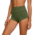 thumbnail image 3 of Womens Hotpants Dancewear Hollow Cut Out High Waisted Yoga Shorts Stretchy Workout Mini Shorts Summer (S, Army Green), 3 of 6