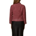 thumbnail image 3 of INSPIRE CHIC Collar Jackets for Women's Long Sleeve Pearl Button with Pokets Contrast Trim Coats L Burgundy, 3 of 6