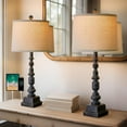 thumbnail image 3 of Oneach Rustic Black Table Lamp Set of 2 with 2 USB Ports 27.25" Resin Farmhouse Bedside Nightstand Lamps for Bedroom Living Room Study, 3 of 10