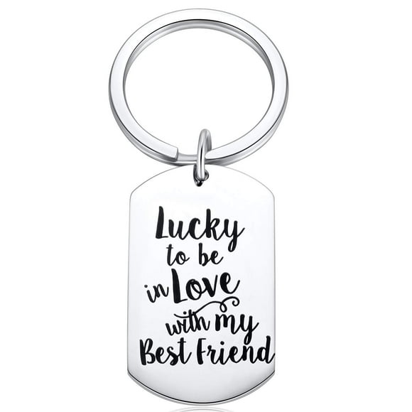 Lucky to Be in Love with My Best Friend Romantic Gift Keychain for Boyfriend or Girlfriend Valentine Day Anniversary Birthday Wedding