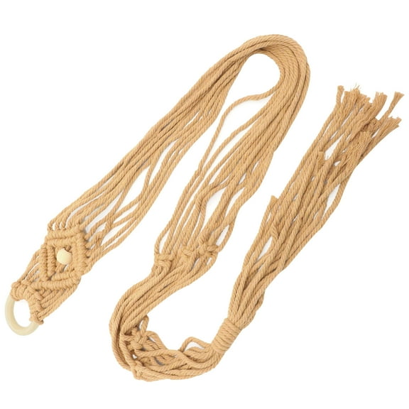 HAMPPLIES 1Set Khaki Cotton Rope Macrame Guitar Hanger Wall Mount for Indoor Decor 120.0x3.0x0.6in