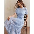 thumbnail image 6 of Sky Blue Lace Midi Dress With Short Sleeve And High-Low Ruffled Hem, 6 of 30