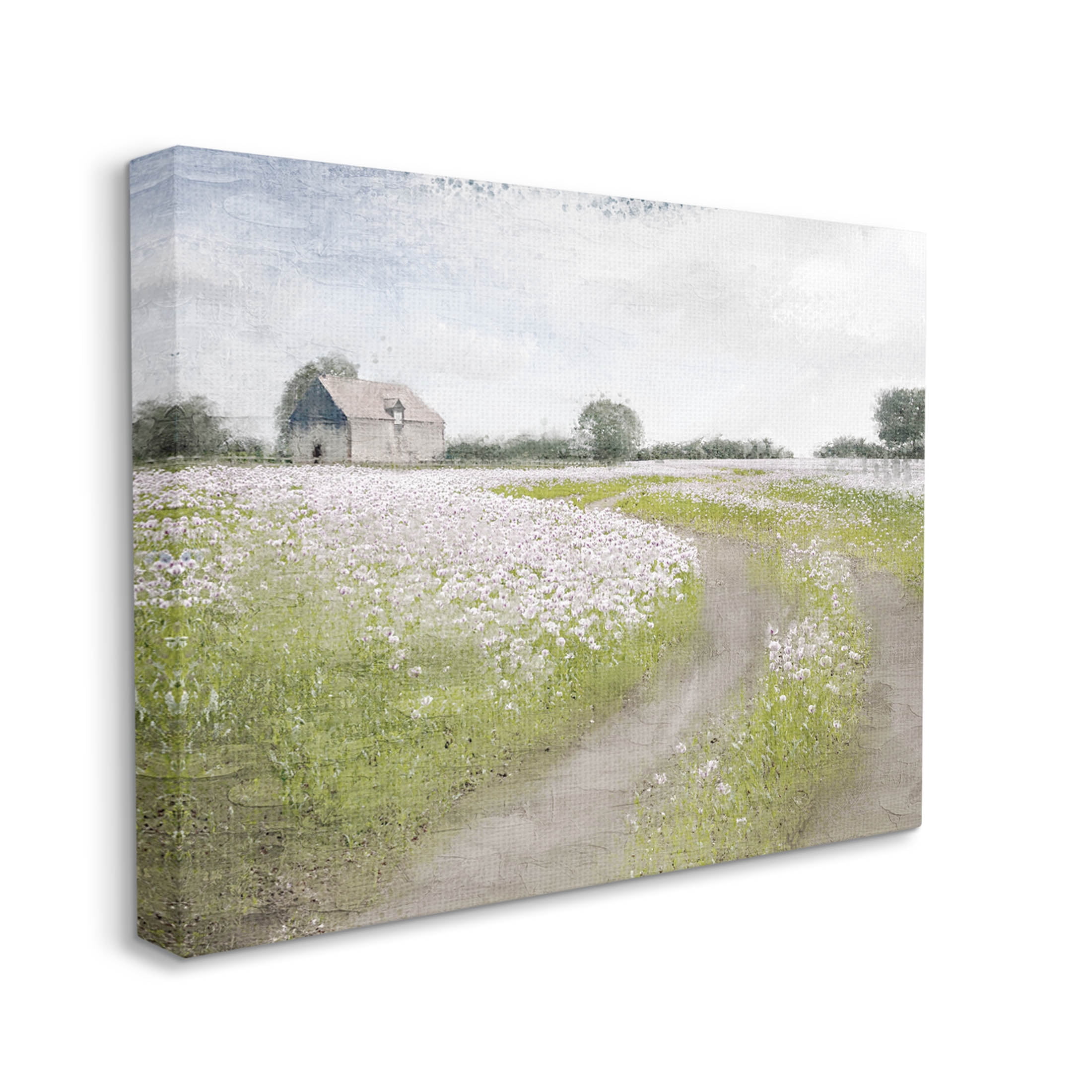 Rural Country Meadow Path Landscape Graphic Art Gallery Wrapped Canvas Print Wall Art