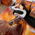 thumbnail image 4 of Feelyou Kawaii Cartoon Horse Bedding Comforter Set 7pcs, Vibrant Groovy Floral Queen Bedding Sets, Rustic Farmhouse Reversible Queen Sheet Sets, Ultra Soft Bedroom Decor, 4 of 8