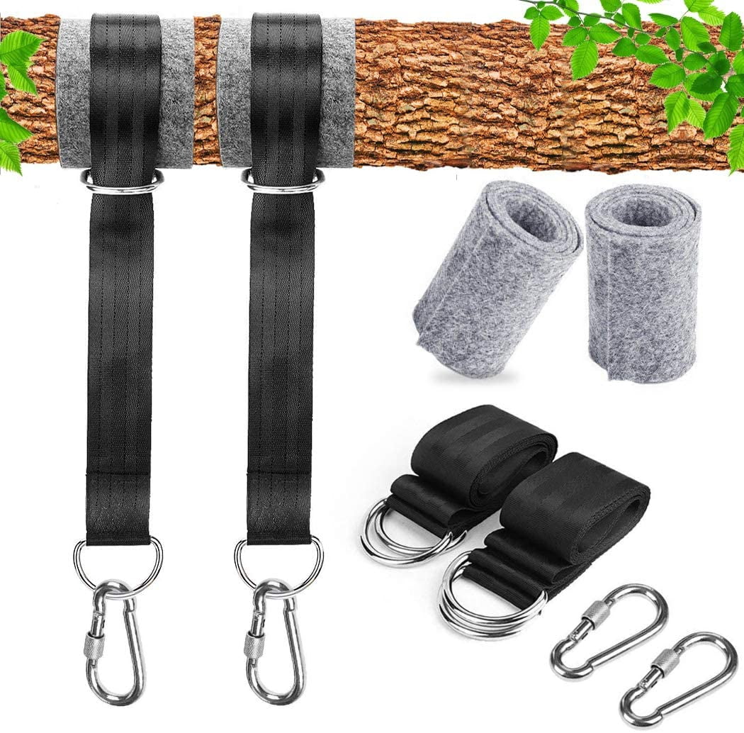 2x Adjustable Swing Hammock Tree Straps Strong Rope Hanging Belt & 2 Hooks Kit 