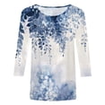 thumbnail image 5 of Womens 2025 Fall 3/4 Sleeve Crew Neck Blouse Fashion Print Casual Loose Fit Shirt Top, 5 of 6