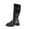 Black, variant on Lovzfmll Knee High Boots Women, Boots Round Toe Side Zipper Low Heel, Chunky Mid Heel Buckle Leather Motorcycle Boots Casual Brown Boots