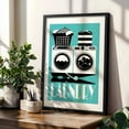 thumbnail image 4 of Retro Laundry Sign - Turquoise, Black and White - Digital Art Modern Art Pop Art Abstract Typography Humor Black Framed Wall Art Print 18 x 24 inches, 4 of 9