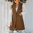 thumbnail image 2 of CharmCyan Women’s Sleeveless Lapel Long Vest Jacket Single Button Front with Pockets for Layered Outfits Casual Office Wear Brown M, 2 of 2