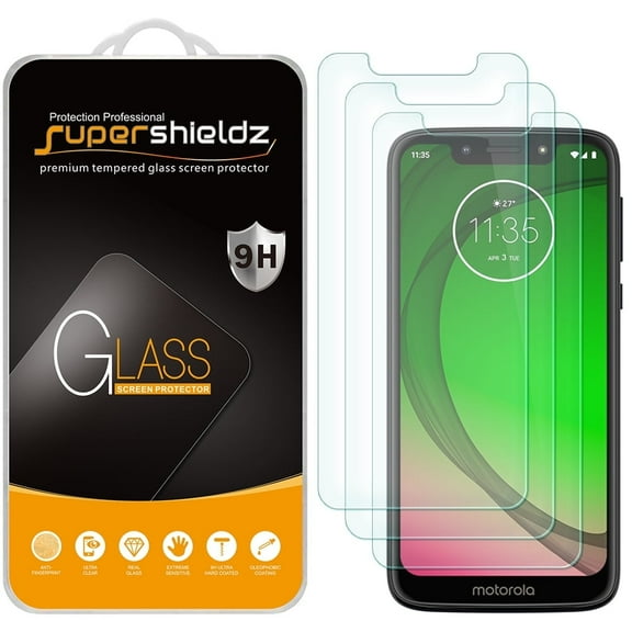 [3-Pack] Supershieldz for Motorola Moto G7 Play Tempered Glass Screen Protector, Anti-Scratch, Anti-Fingerprint, Bubble Free