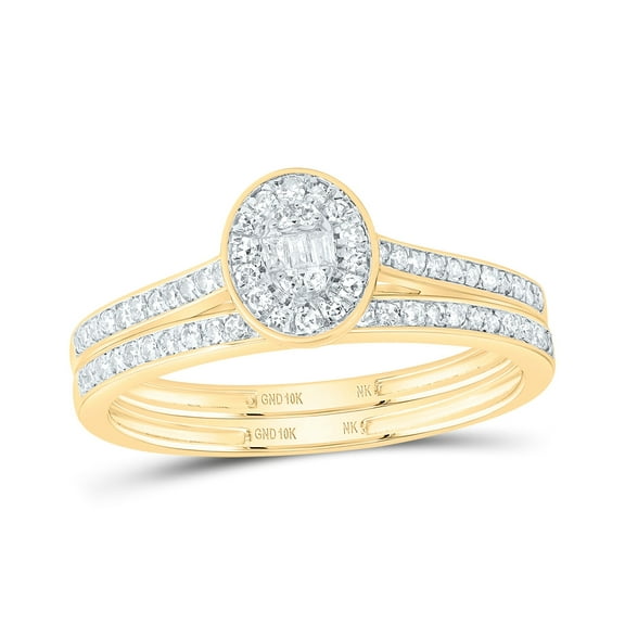 10kt Yellow Gold 1/3 Cttw Diamond Fashion Oval Wedding Engagement Anniversary Bridal Set, Women Size: 5-9