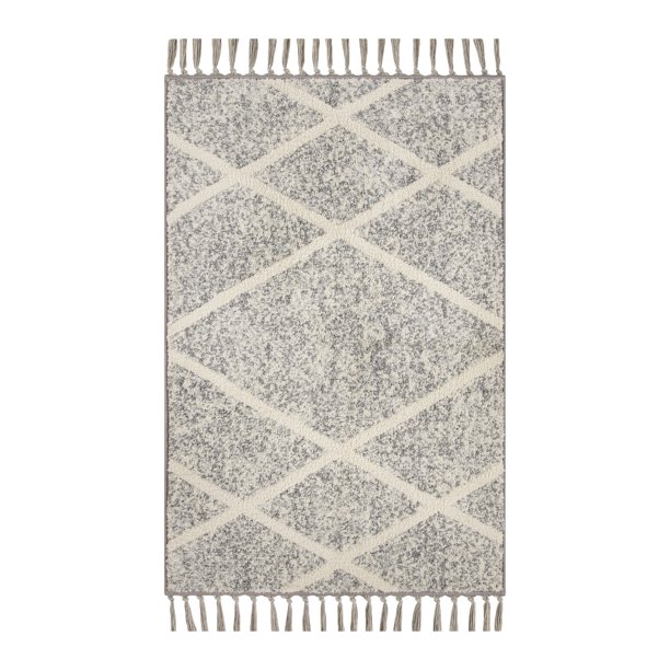 Mainstays Diamond MicroFiber Plush NonSkid Accent Rug with Fringe
