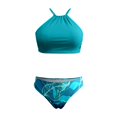 thumbnail image 5 of High Neck Halter Bikini Top Floral Swimsuits Two Piece Bathing Suits Triangle Bottoms for Women Teen Juniors, 5 of 5
