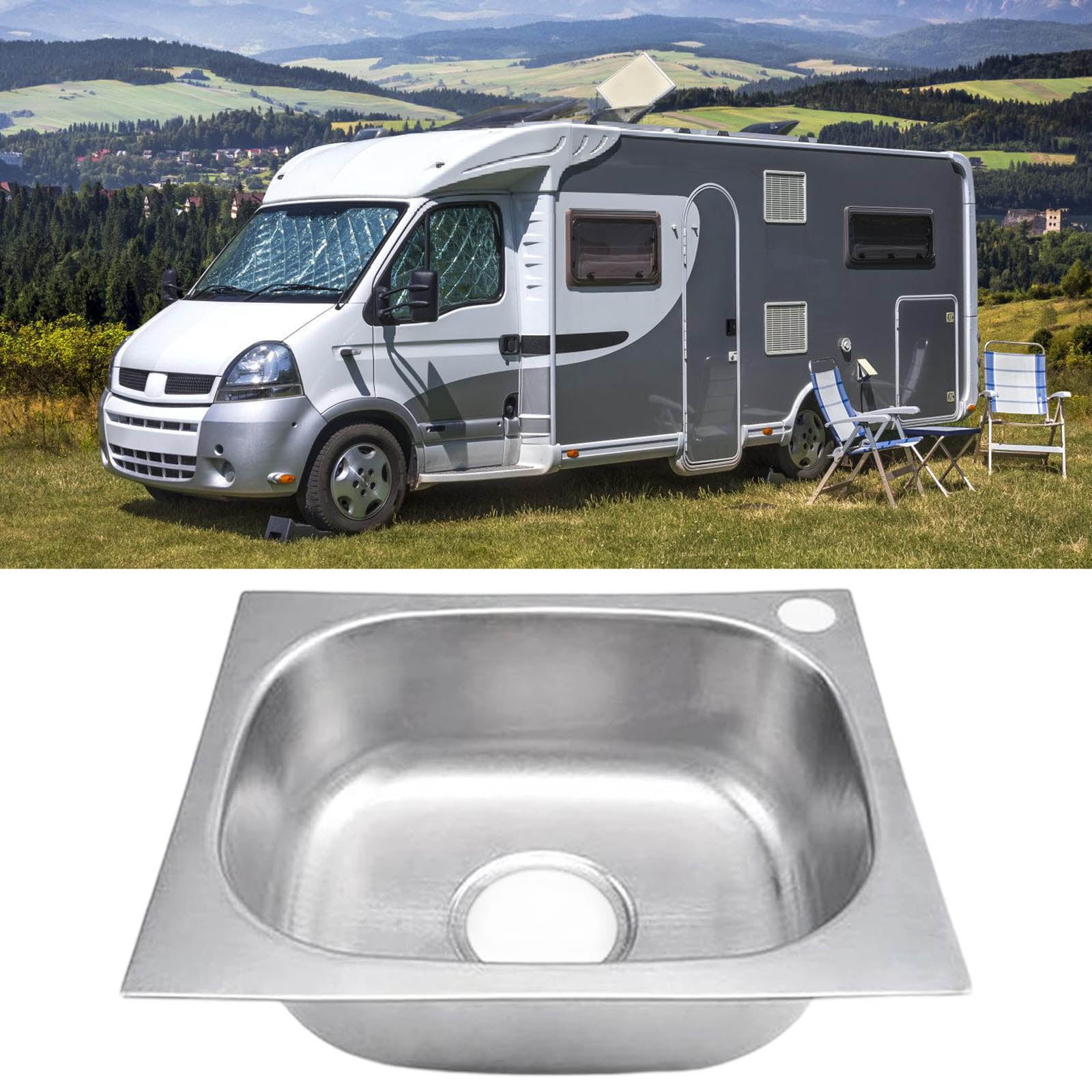 COOLHOOD Stainless Steels Square Kitchen Sinks Bathroom Hand Wash Basin Sink Single Bowl Dish Washing Sink Dishwashing Pool