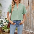 thumbnail image 4 of Posijego Women's Business Button down Shirts V Neck Short Sleeve Dress Shirt Lightweight Casual Work Blouses, 4 of 7