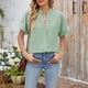 thumbnail image 4 of mfyjkho Tops Bohemios Para Mujer, Blusa Holgada De Manga Corta Con Cuello En V, Color Liso, Informal, Para Primavera Y Verano Para Mujer Tops Para Hacer Ejercicio Para Mujer Xxl, 4 of 8