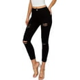 thumbnail image 2 of Wax Jean Women's 'Butt I Love You' Push-Up High Rise Destructed Capri Jeans Black 9, 2 of 3