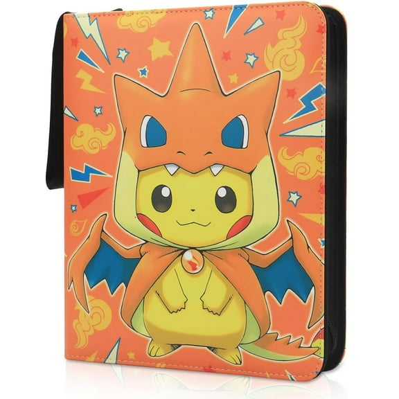 Pokemon Trading Card Binder Holder 50 Page TCG 400-Slot Poncho Pikachu Charizard