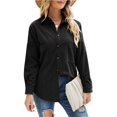 thumbnail image 1 of Blusa de solapa de manga larga con bolsillos Camisa casual con botones para mujer para otoño e invierno, 1 of 6