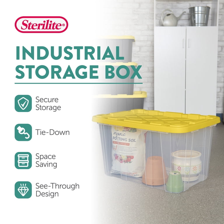 Sterilite Industrial Storage Box with Handles, 27 Gal, Yellow, 8