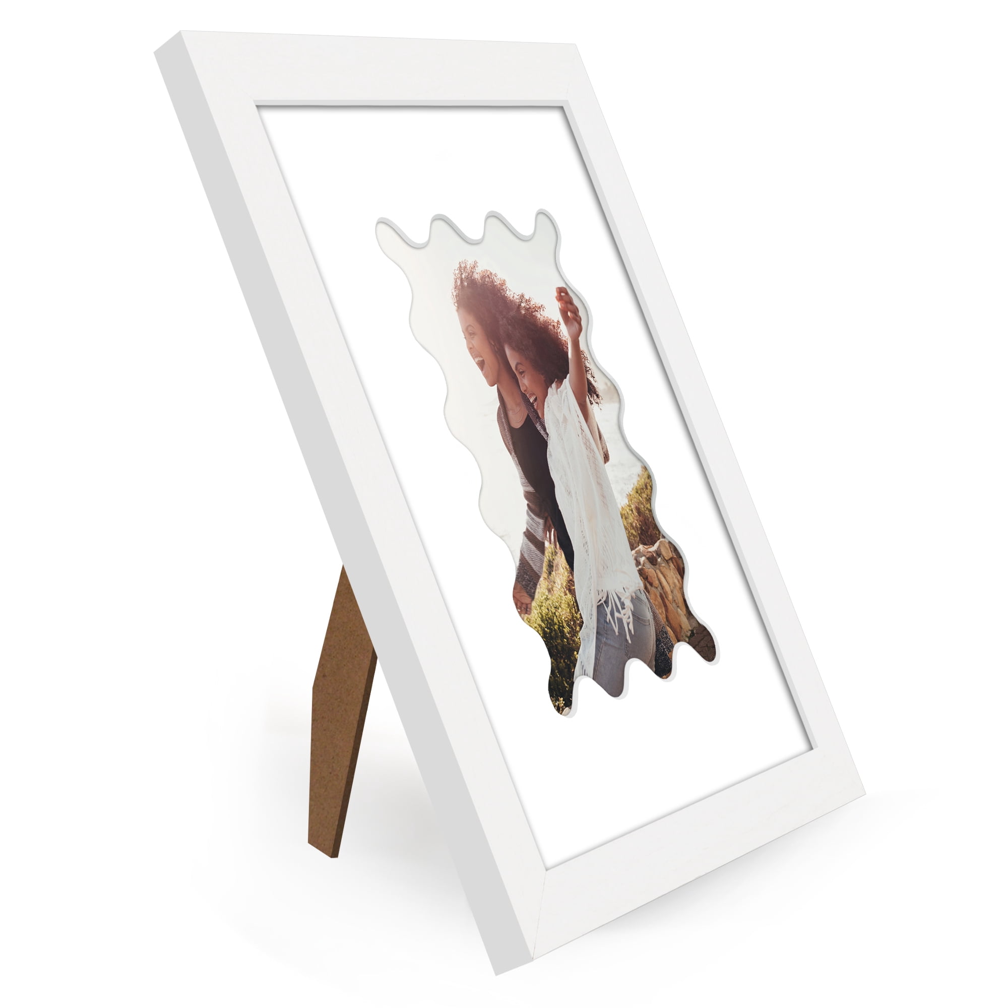 Americanflat 8x10 Picture Frame with Wavy Mat Shatter-Resistant Glass elevate cherished photos - White