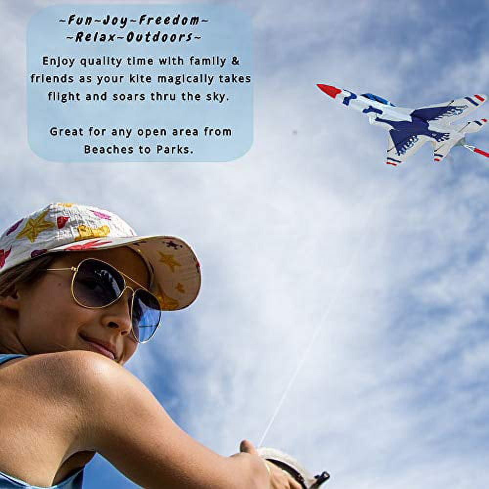 Premier Kites 3D Jet Kite F16 Thunderbird Design | Easy to Assemble and Easy to Fly 3D Kite | an Enjoyable Kite for Adults and a Thrilling Kite for Kids | Great 3D Kite for The Beach or Park