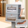 thumbnail image 3 of 4 Pack Light Gray Closet Storage Bins Front Opening Storage Bin Collapsible Fabric Organizer with Clear Window Dual Handles Closet Clothes Blanket Book Storage Box for Home DIMJ, 3 of 13