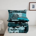thumbnail image 5 of Catabedysis Vintage Camping Twin Comforter Sets,Camper Tent Print Bedding Set For Boys,Teal Beige,Black Reversible,2-Piece,1 Comforter and 1 Pillowcase, 5 of 7