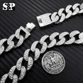 thumbnail image 4 of HIP HOP LUXURY FULL ICED WHITE GOLD PLATED CUBIC ZIRCONIA 15mm 20" CUBAN LINK CHOKER HEAVY CHAIN NECKLACE GIFT, 4 of 4