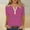 Purple, variant on YHAJDS Women Tops Short Sleeve V Neck Button Down Shirt with Stripe Print Tee for Women
