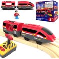 thumbnail image 1 of HYPERLIVING Accesorios para Trenes de Madera, Tren Locomotora Que Funciona con Baterías, Tren con Control Remoto para Juego de Vías, Vehículos de Tracción con Motor Potente, Adecuado para Todos los, 1 of 7