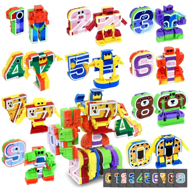 Robots Transforming Toy HOPANDOS Animal Number 10 en 1 con tarjetas