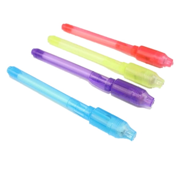 4 Pieces Magic Secret Pen with UV light Invisible Writing Pen UV Light Pen Set