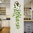 thumbnail image 1 of Guirnalda de flores colgantes de glicina artificial para arco de boda, pared, jardín, valla, decoración de interior y exterior, púrpura y blanco, 85 cm, 1 of 6
