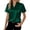 Dark Green, variant on Summer Womens Casual Blouse Solid Color Loose Fit Shirt Top Versatile Basic Elegant Style Short Sleeve V Neck Black L