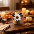 thumbnail image 4 of Fall Tabletop Decor, Artificial Flower Arrangement in Woven Basket with Pumpkin and Maple Leaf for Mantel Shelf and Thanksgiving Centerpiece Display, Preassembled Potted Floral Accent, 4 of 6