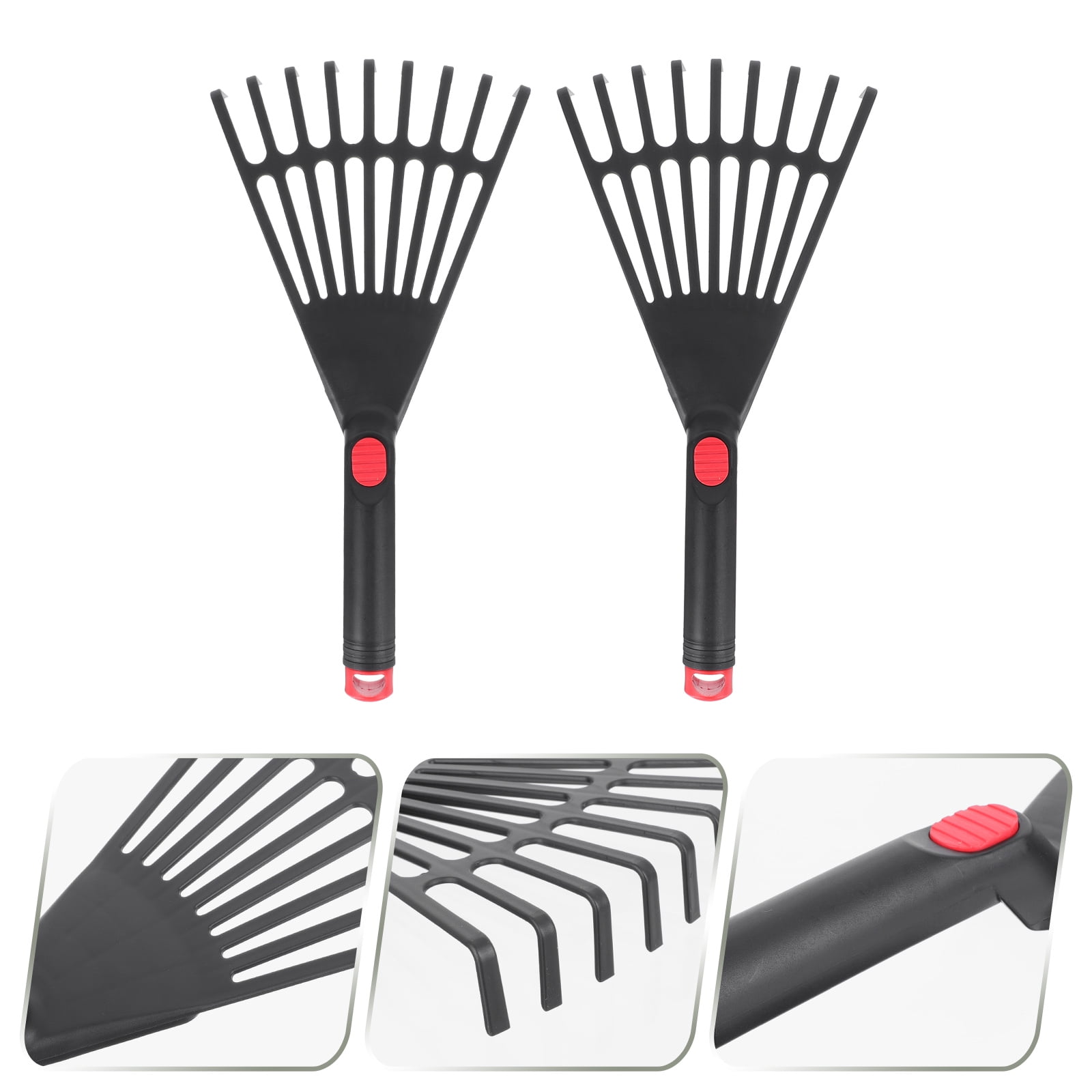 NIAIZEK 2-Pack Plastic Garden Rakes for Lawn, Yard, Grass, and Leaf Cleanup, Tools 13.39x6.69x1.18in