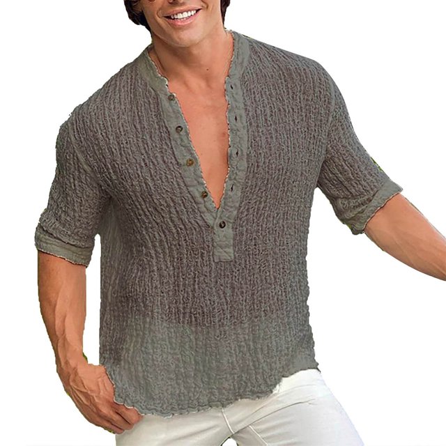 Camisas Para Hombre Manga Larga Moda tendencia casual y cómoda para hombre TopStreet moda casual y camiseta ajustada (Brown, XXL)