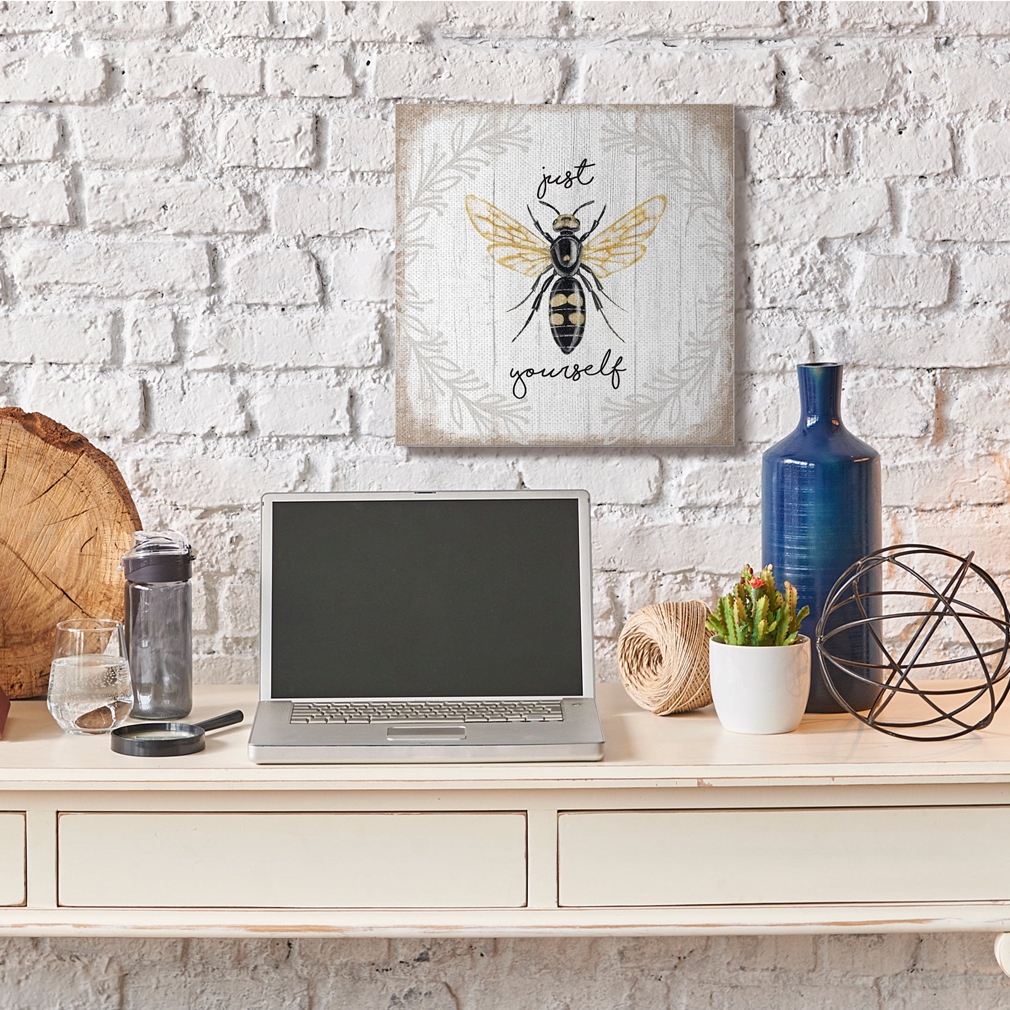 Stupell Industries Just Be Yourself Sentiment Country Charm Bee,24 x 24,Designed by Elizabeth Tyndall