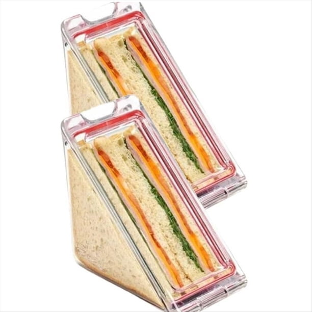 Recipiente Triangular para Sándwiches Recipiente Triangular de Plástico Transparente para Sándwiches con Tapa Contenedores para Llevar para Queso 2 Piezas