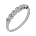 thumbnail image 1 of LBG British Made 10k White Gold Real Natural Aquamarine Womens Eternity Ring - 33 size options - Size 8, 1 of 9