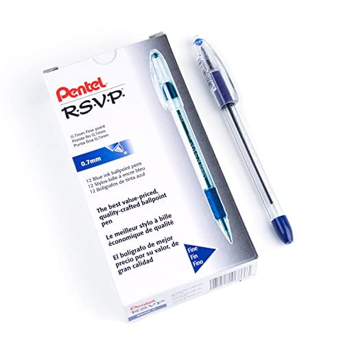 Pentel RSVP moonz 青 Pentel R.S.V.P. Ballpoint Stick Pens, Fine 0.7mm, Blue Ink